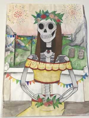 A Day of the Dead inspired Mona Lisa.